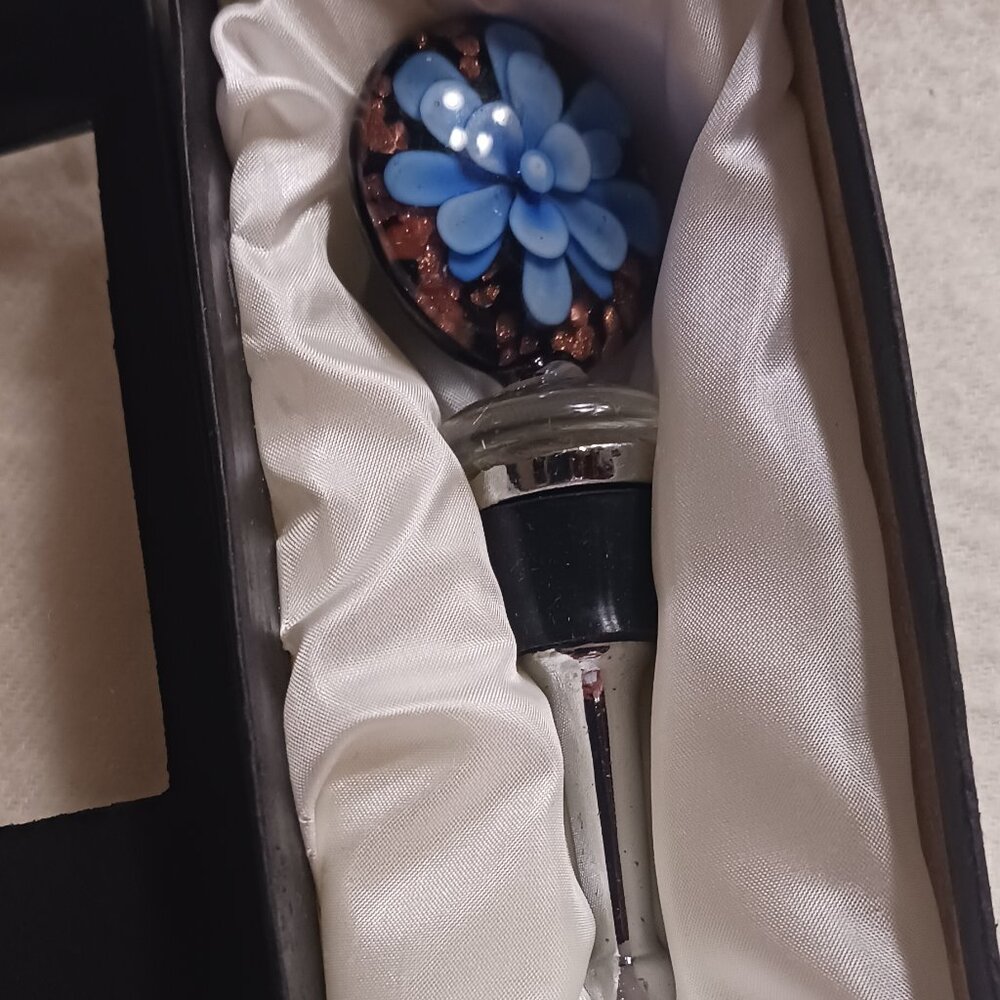 New In Box Art Glass Wine Bottle Stopper by LSArts